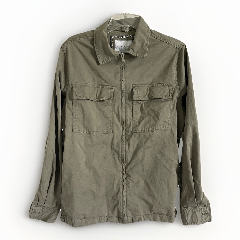 Denim And Flower Ricky Singh Men's S Lightweight Jacket Sage Green Pockets Cool